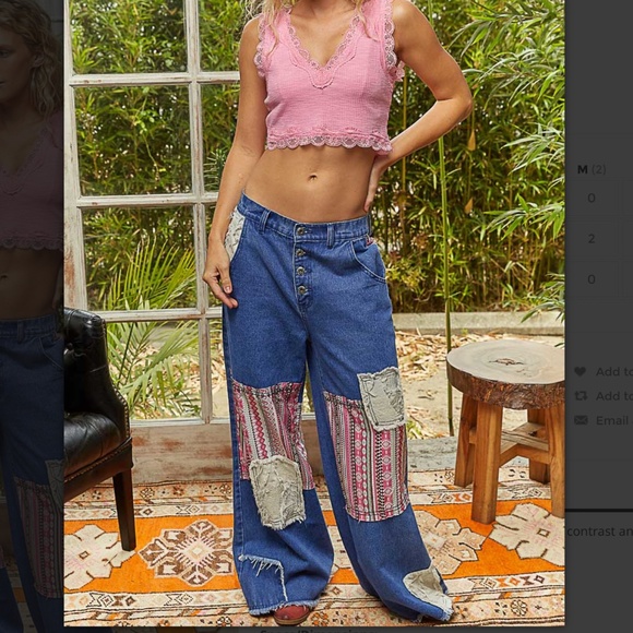 POL “ Alexia “ POL Denim Pants with Printed Contrast and Stud Detail 34 - Picture 12 of 12